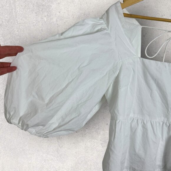 Abercrombie & Fitch White Puff Sleeve Square Neck Top Womens Size Large Blouse L - Picture 8 of 16